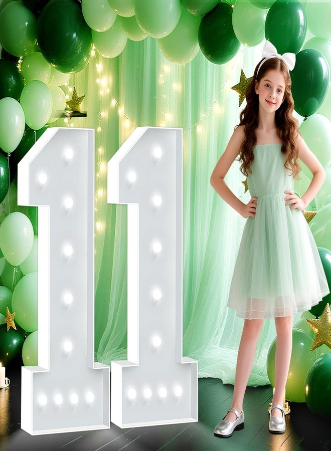 HITINO Marquee Numbers 11, 4FT White Light Up Numbers, Large 11th Birthday Decorations Number for 11 Year Old Boy Girl, Big Mosaic Cardboard Frame Number Kit for Party Backdrop Decor - Image 1